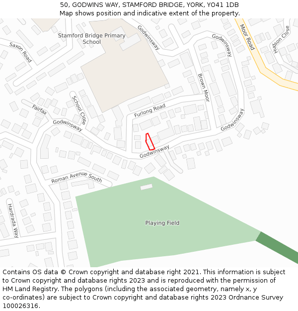 50, GODWINS WAY, STAMFORD BRIDGE, YORK, YO41 1DB: Location map and indicative extent of plot