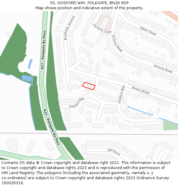 50, GOSFORD WAY, POLEGATE, BN26 6DP: Location map and indicative extent of plot