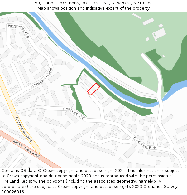 50, GREAT OAKS PARK, ROGERSTONE, NEWPORT, NP10 9AT: Location map and indicative extent of plot