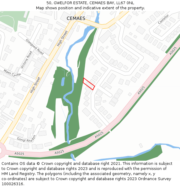 50, GWELFOR ESTATE, CEMAES BAY, LL67 0NL: Location map and indicative extent of plot