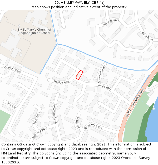 50, HENLEY WAY, ELY, CB7 4YJ: Location map and indicative extent of plot