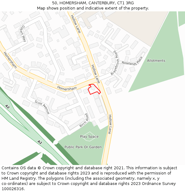 50, HOMERSHAM, CANTERBURY, CT1 3RG: Location map and indicative extent of plot