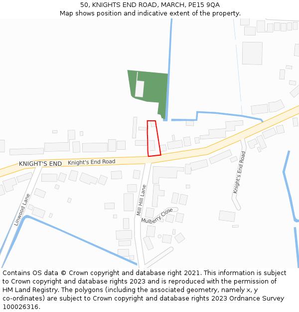 50, KNIGHTS END ROAD, MARCH, PE15 9QA: Location map and indicative extent of plot