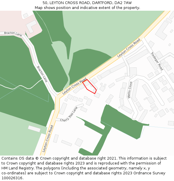 50, LEYTON CROSS ROAD, DARTFORD, DA2 7AW: Location map and indicative extent of plot