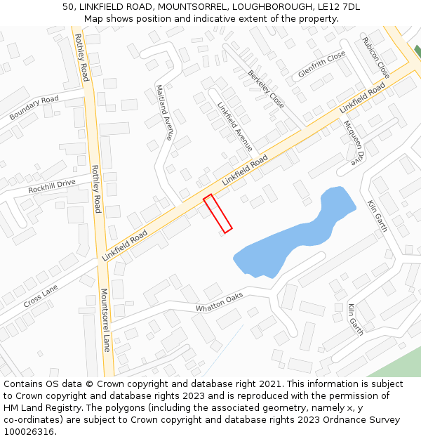 50, LINKFIELD ROAD, MOUNTSORREL, LOUGHBOROUGH, LE12 7DL: Location map and indicative extent of plot