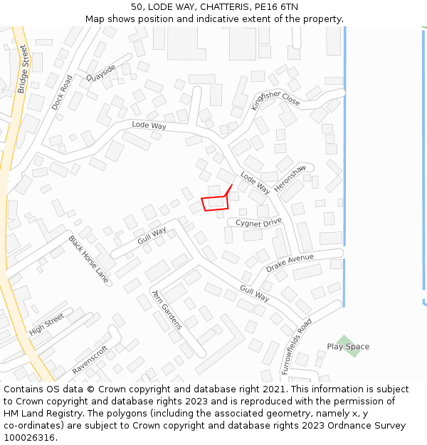 50, LODE WAY, CHATTERIS, PE16 6TN: Location map and indicative extent of plot