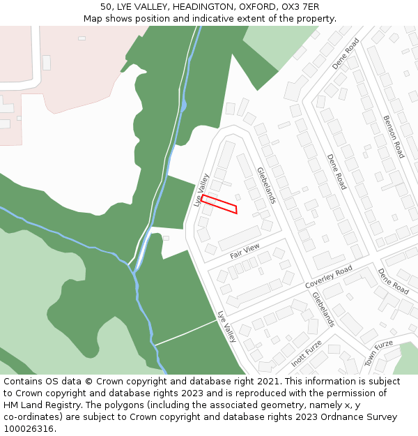 50, LYE VALLEY, HEADINGTON, OXFORD, OX3 7ER: Location map and indicative extent of plot