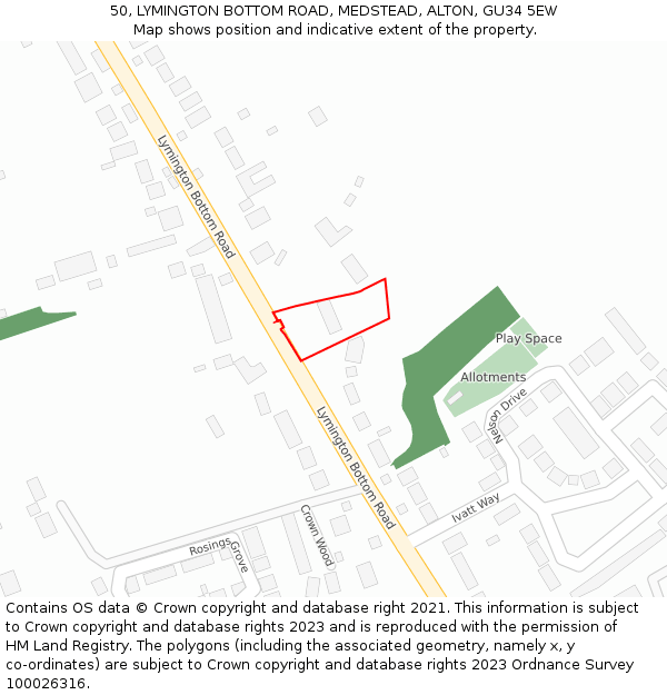 50, LYMINGTON BOTTOM ROAD, MEDSTEAD, ALTON, GU34 5EW: Location map and indicative extent of plot