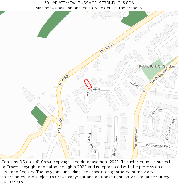 50, LYPIATT VIEW, BUSSAGE, STROUD, GL6 8DA: Location map and indicative extent of plot