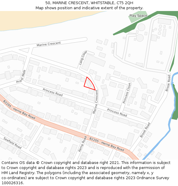 50, MARINE CRESCENT, WHITSTABLE, CT5 2QH: Location map and indicative extent of plot