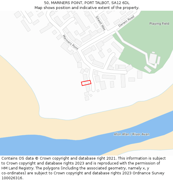 50, MARINERS POINT, PORT TALBOT, SA12 6DL: Location map and indicative extent of plot