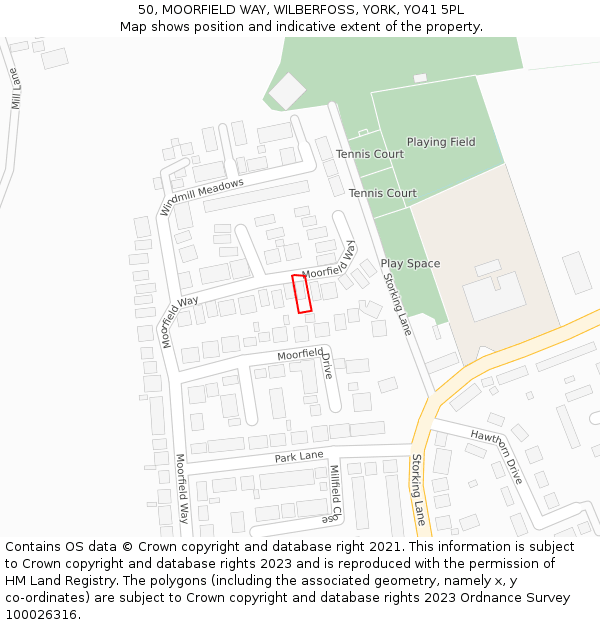 50, MOORFIELD WAY, WILBERFOSS, YORK, YO41 5PL: Location map and indicative extent of plot