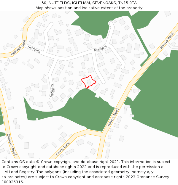 50, NUTFIELDS, IGHTHAM, SEVENOAKS, TN15 9EA: Location map and indicative extent of plot