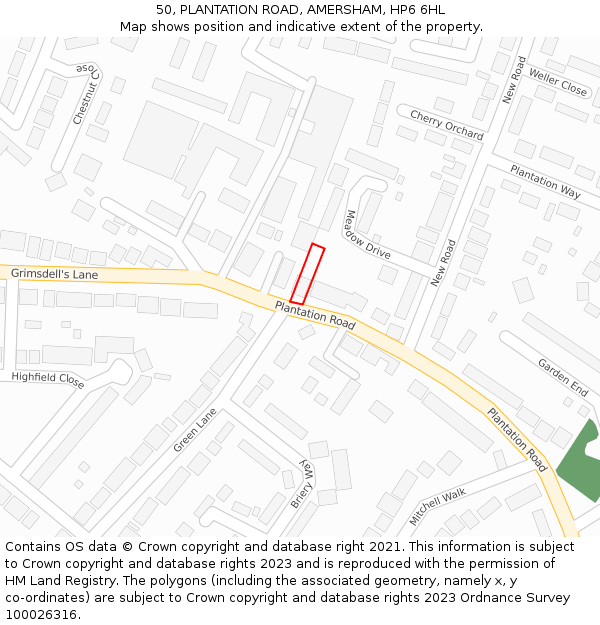 50, PLANTATION ROAD, AMERSHAM, HP6 6HL: Location map and indicative extent of plot