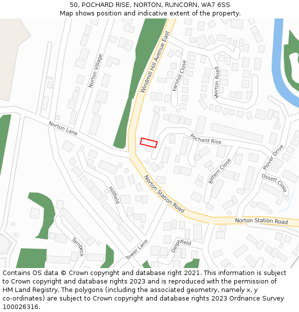 50, POCHARD RISE, NORTON, RUNCORN, WA7 6SS: Location map and indicative extent of plot