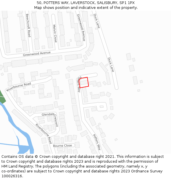 50, POTTERS WAY, LAVERSTOCK, SALISBURY, SP1 1PX: Location map and indicative extent of plot