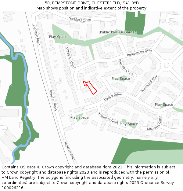 50, REMPSTONE DRIVE, CHESTERFIELD, S41 0YB: Location map and indicative extent of plot