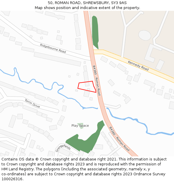 50, ROMAN ROAD, SHREWSBURY, SY3 9AS: Location map and indicative extent of plot