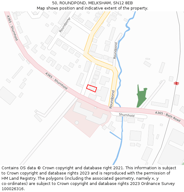 50, ROUNDPOND, MELKSHAM, SN12 8EB: Location map and indicative extent of plot