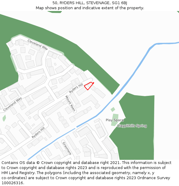 50, RYDERS HILL, STEVENAGE, SG1 6BJ: Location map and indicative extent of plot