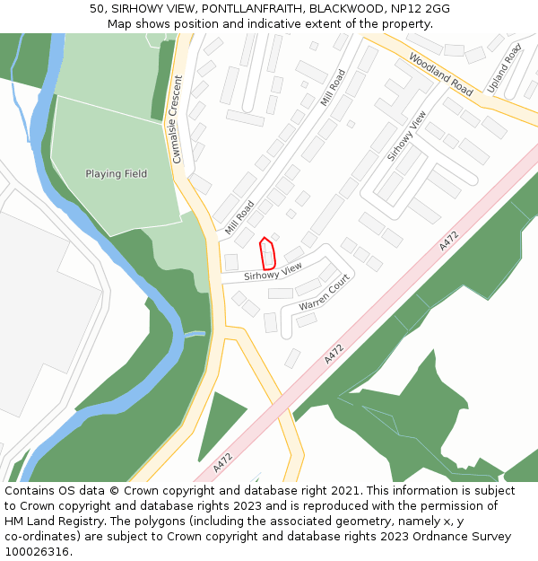 50, SIRHOWY VIEW, PONTLLANFRAITH, BLACKWOOD, NP12 2GG: Location map and indicative extent of plot