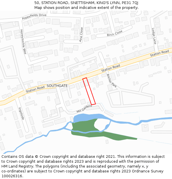 50, STATION ROAD, SNETTISHAM, KING'S LYNN, PE31 7QJ: Location map and indicative extent of plot