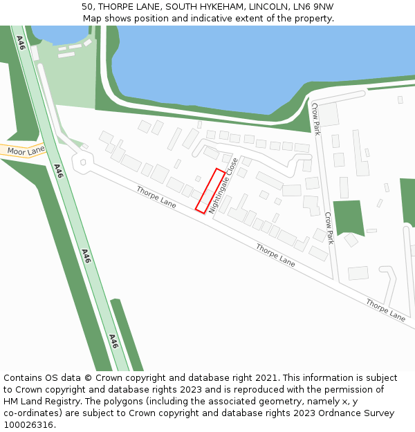 50, THORPE LANE, SOUTH HYKEHAM, LINCOLN, LN6 9NW: Location map and indicative extent of plot