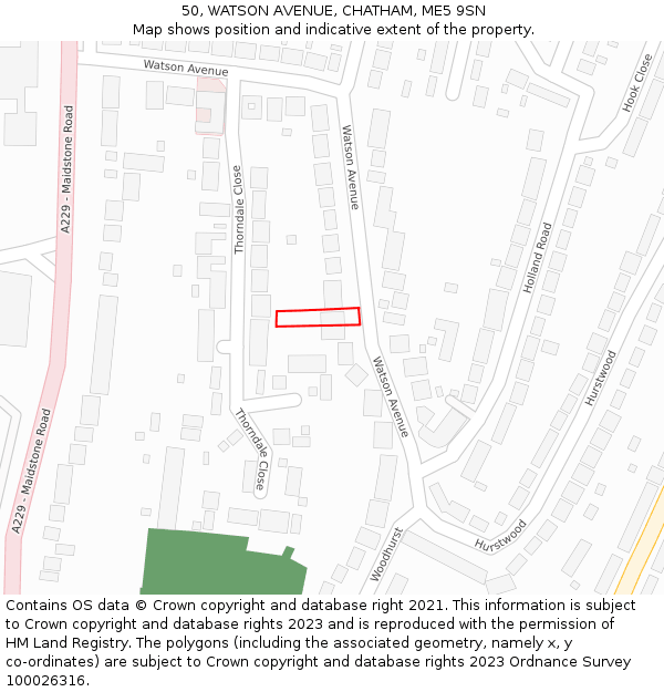 50, WATSON AVENUE, CHATHAM, ME5 9SN: Location map and indicative extent of plot