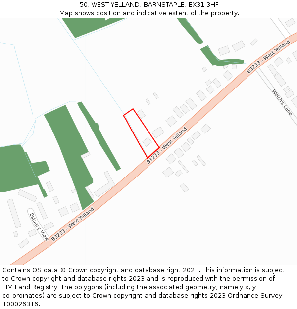 50, WEST YELLAND, BARNSTAPLE, EX31 3HF: Location map and indicative extent of plot