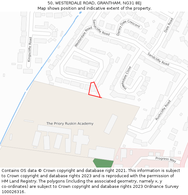 50, WESTERDALE ROAD, GRANTHAM, NG31 8EJ: Location map and indicative extent of plot