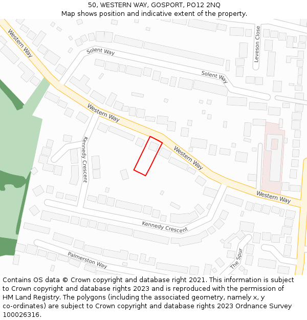 50, WESTERN WAY, GOSPORT, PO12 2NQ: Location map and indicative extent of plot