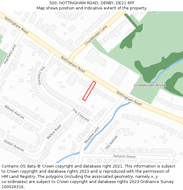 500, NOTTINGHAM ROAD, DERBY, DE21 6PF: Location map and indicative extent of plot