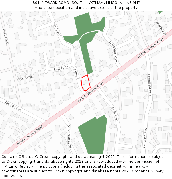 501, NEWARK ROAD, SOUTH HYKEHAM, LINCOLN, LN6 9NP: Location map and indicative extent of plot