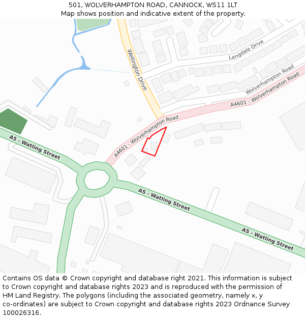 501, WOLVERHAMPTON ROAD, CANNOCK, WS11 1LT: Location map and indicative extent of plot