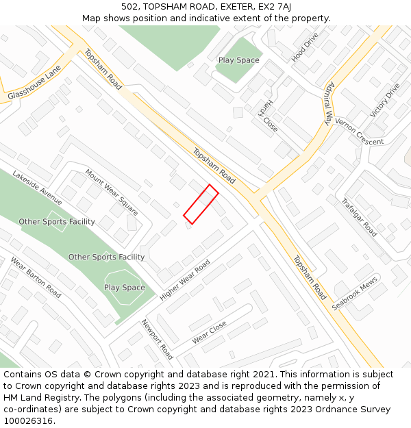 502, TOPSHAM ROAD, EXETER, EX2 7AJ: Location map and indicative extent of plot