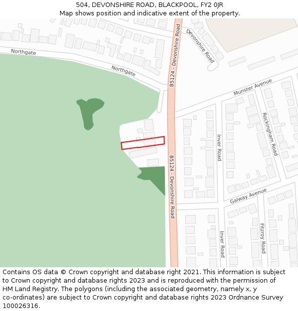 504, DEVONSHIRE ROAD, BLACKPOOL, FY2 0JR: Location map and indicative extent of plot