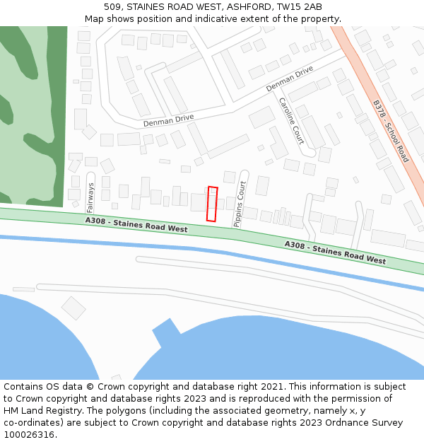 509, STAINES ROAD WEST, ASHFORD, TW15 2AB: Location map and indicative extent of plot