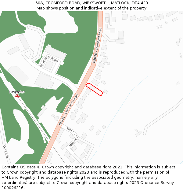 50A, CROMFORD ROAD, WIRKSWORTH, MATLOCK, DE4 4FR: Location map and indicative extent of plot