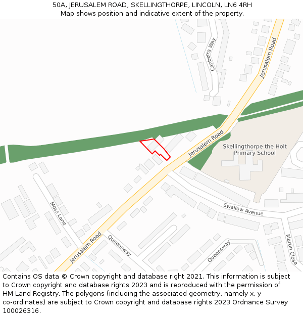 50A, JERUSALEM ROAD, SKELLINGTHORPE, LINCOLN, LN6 4RH: Location map and indicative extent of plot