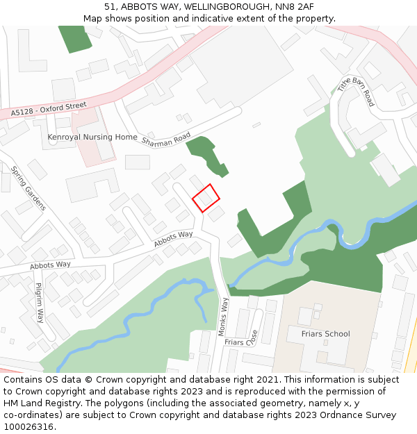 51, ABBOTS WAY, WELLINGBOROUGH, NN8 2AF: Location map and indicative extent of plot