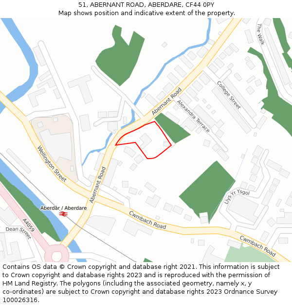 51, ABERNANT ROAD, ABERDARE, CF44 0PY: Location map and indicative extent of plot