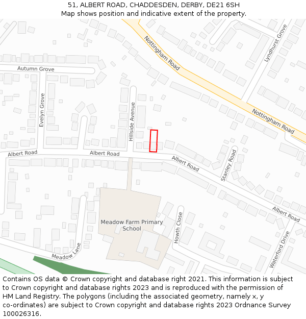 51, ALBERT ROAD, CHADDESDEN, DERBY, DE21 6SH: Location map and indicative extent of plot