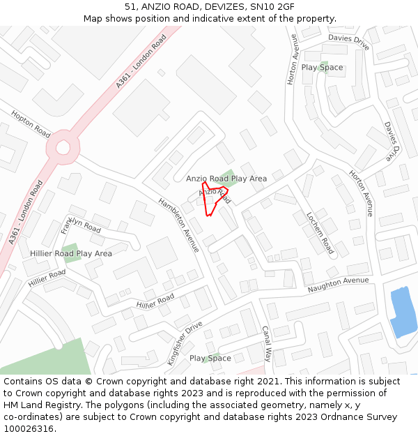 51, ANZIO ROAD, DEVIZES, SN10 2GF: Location map and indicative extent of plot