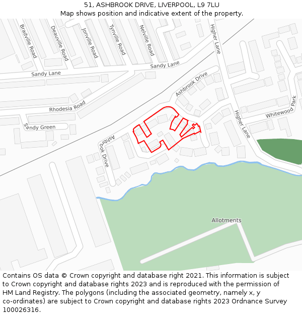 51, ASHBROOK DRIVE, LIVERPOOL, L9 7LU: Location map and indicative extent of plot