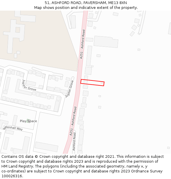 51, ASHFORD ROAD, FAVERSHAM, ME13 8XN: Location map and indicative extent of plot