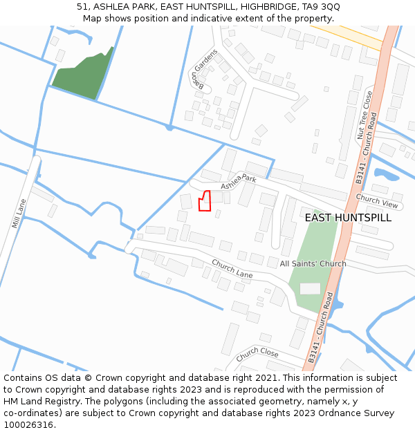 51, ASHLEA PARK, EAST HUNTSPILL, HIGHBRIDGE, TA9 3QQ: Location map and indicative extent of plot