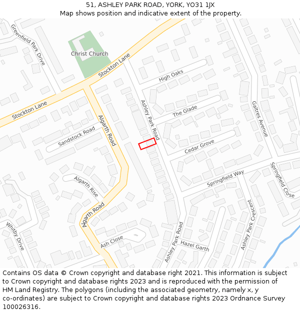 51, ASHLEY PARK ROAD, YORK, YO31 1JX: Location map and indicative extent of plot