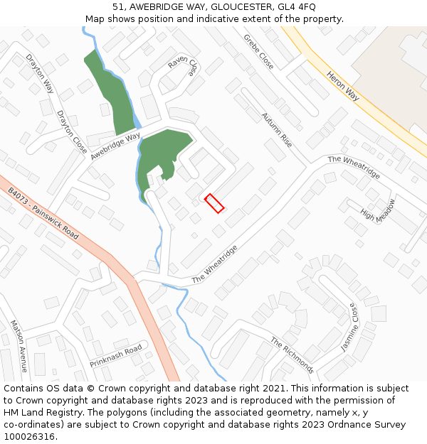 51, AWEBRIDGE WAY, GLOUCESTER, GL4 4FQ: Location map and indicative extent of plot