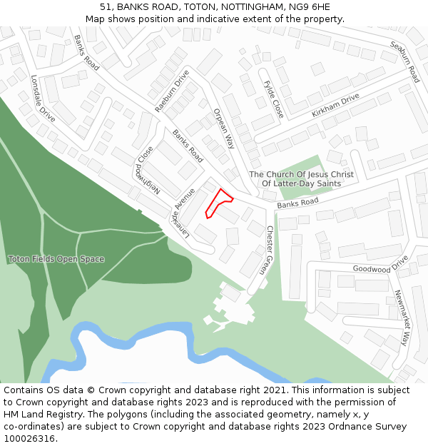 51, BANKS ROAD, TOTON, NOTTINGHAM, NG9 6HE: Location map and indicative extent of plot