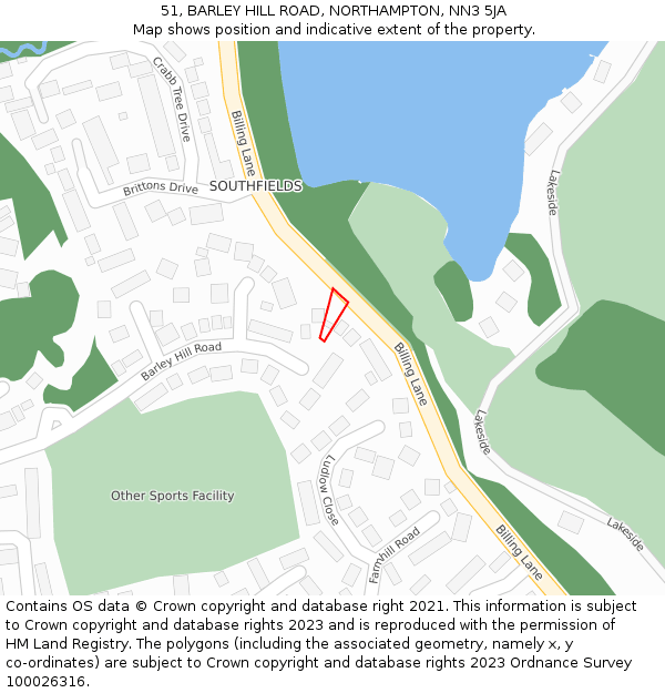 51, BARLEY HILL ROAD, NORTHAMPTON, NN3 5JA: Location map and indicative extent of plot